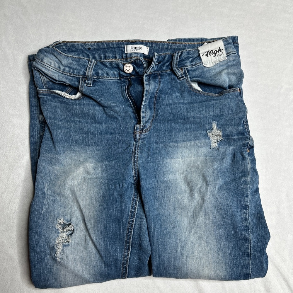 Kensie High Rise Blue Distressed Jeans